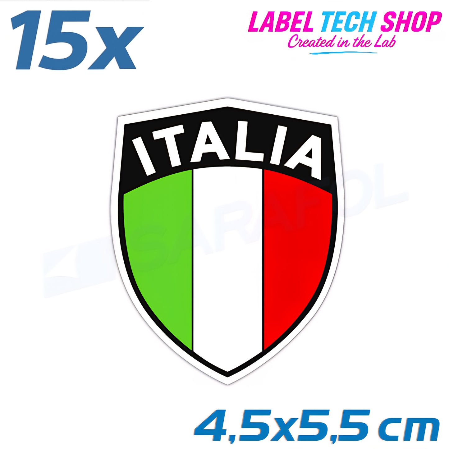 15x Italia/Italien Aufkleber Scudo 4,5×5,5cm Flagge Italien Adesivo Sticker 033
