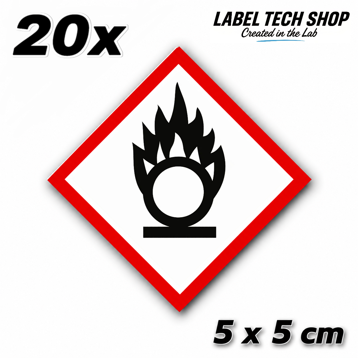 GHS03 Oxidizing Hazard Sticker Chemical Hazard Symbol Dangerous Goods Chemistry Laboratory Label according to CLP / GHS Occupational Safety