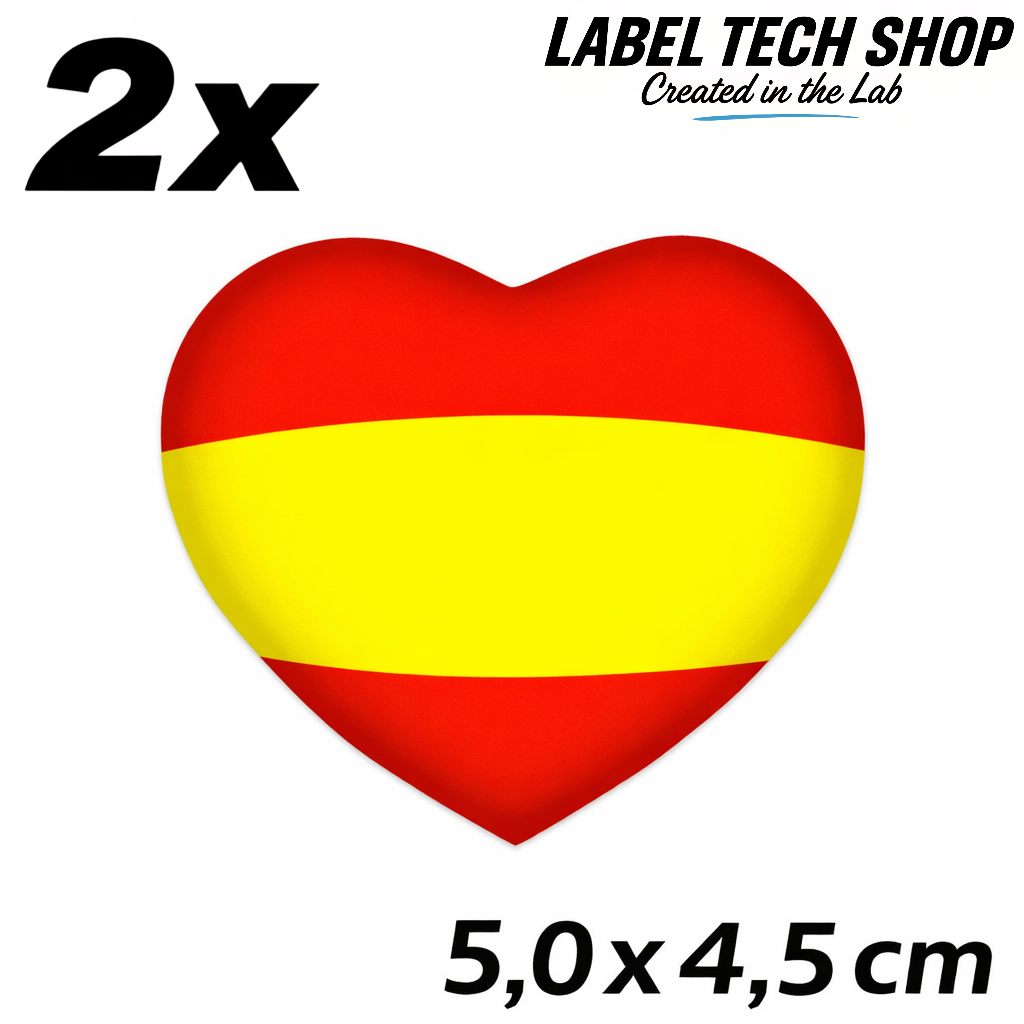 Spanien Spain España Herz Aufkleber Sticker – Spain Flag Heart Corazón Autocollante – Auto Laptop Helm – 5,0 × 4,5 cm (052)