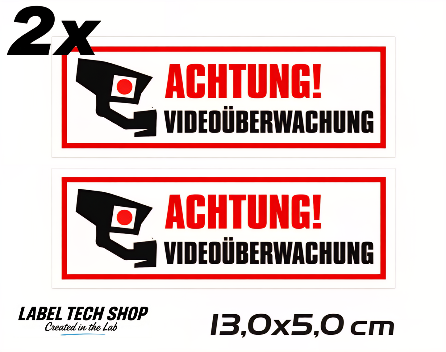 Kamera Aufkleber Achtung Videoüberwachung 13×5cm Hinweiszeichen für Innen&Außen 122