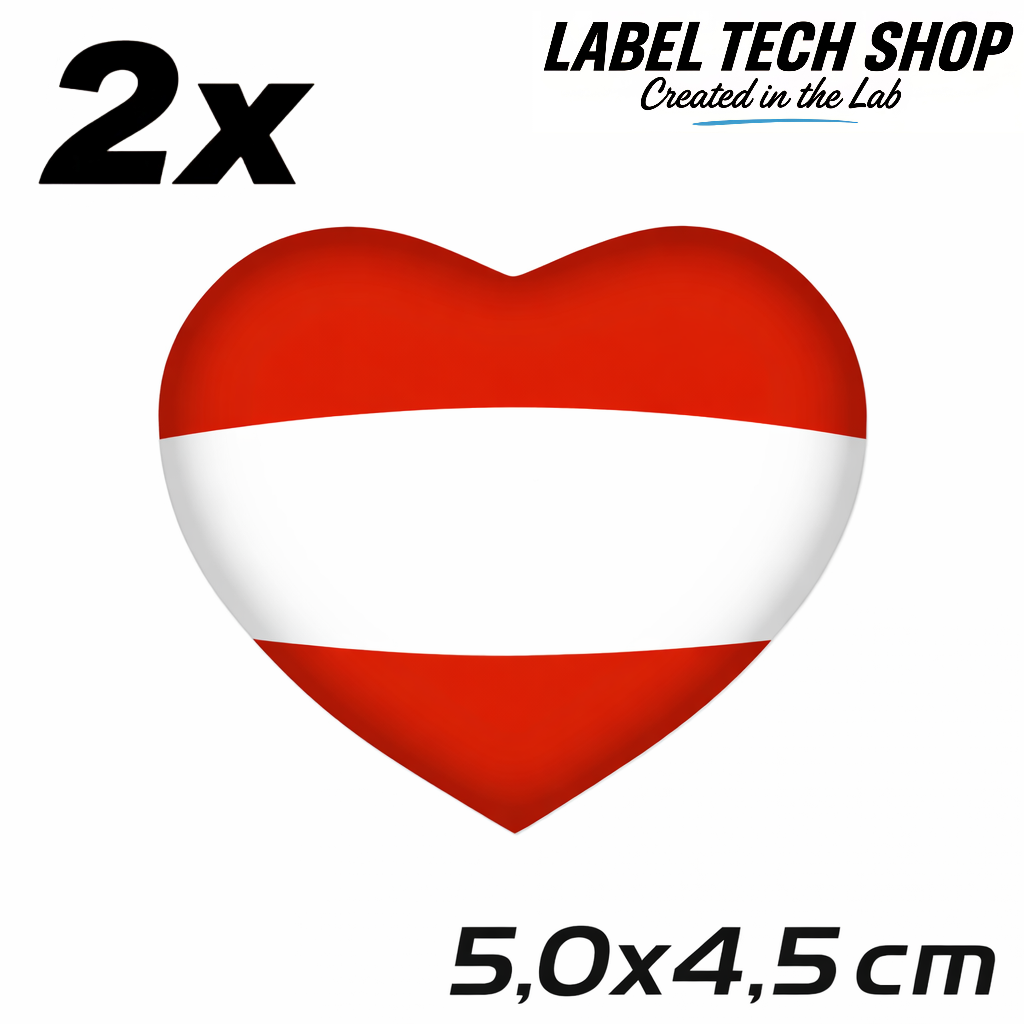 Österreich Austria Herz Aufkleber – Austria Flag Heart Sticker – Auto Laptop Helm 5,0 × 4,5 cm (050)