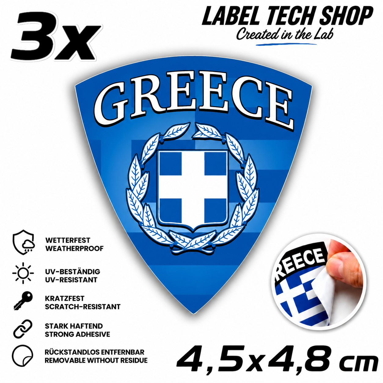 🇬🇷 Greece Sticker Αυτοκόλλητο Ελλάδας Greece Sticker Flag Flagge Wappen Emblem Auto Helm 4,5x4,8cm NR.115