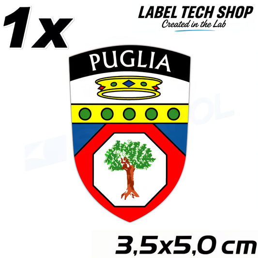 1x Apulien Aufkleber Puglia Adesivo Apulia Sticker Flagge Wappen 3,5x5,0cm (016)