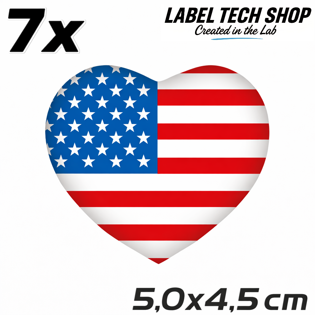 America Amerika Herz Aufkleber Sticker – USA Flag Heart Sticker – Auto Laptop Helm Geschenk – 5,0 × 4,5 cm (057)
