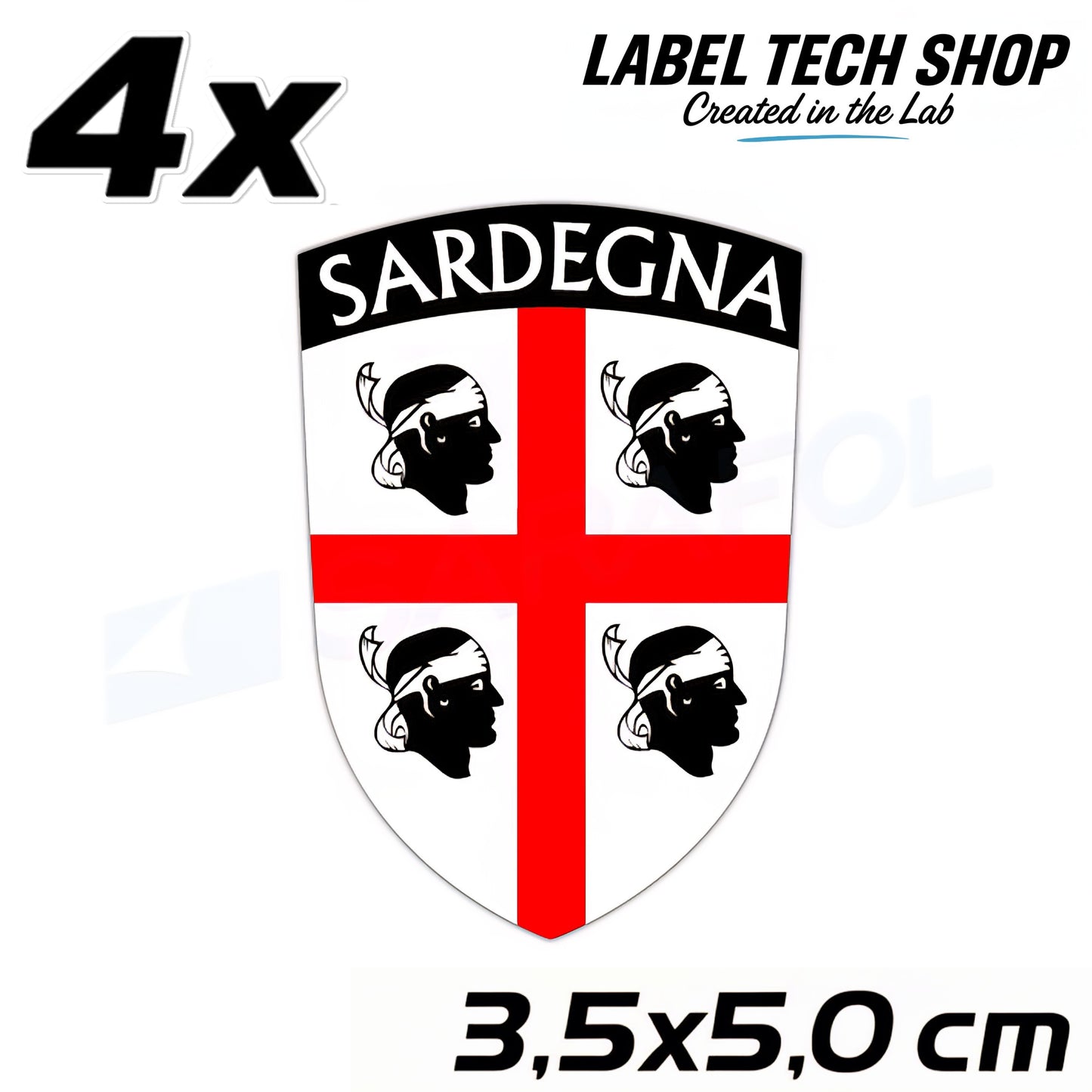 4x Sardinien Aufkleber Sardegna Sardinia Flagge Wappen Sticker 3,5x5,0cm (015)