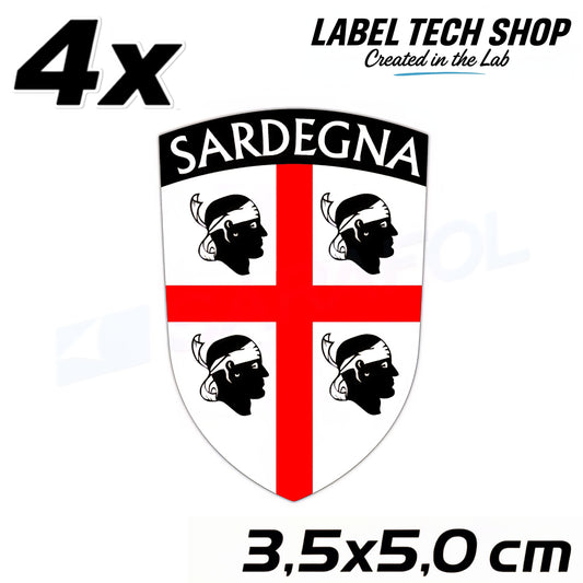 4x Sardinien Aufkleber Sardegna Sardinia Flagge Wappen Sticker 3,5x5,0cm (015)
