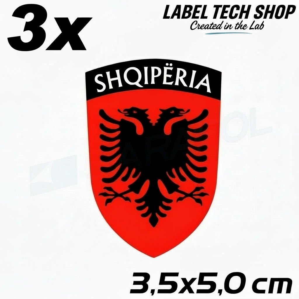 3x Albanien Shqipëria Shqiponja Wappen – Albanien Flagge Emblem Aufkleber 3,5x5,0cm (006)