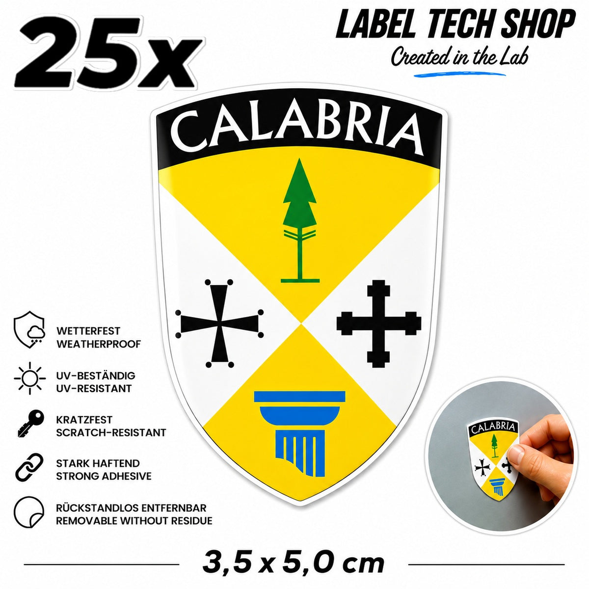 Kalabrien Flagge Aufkleber Calabria Italien Adesivo Calabrese Sticker Wappen Emblem Auto 3,5x5cm Nr.018