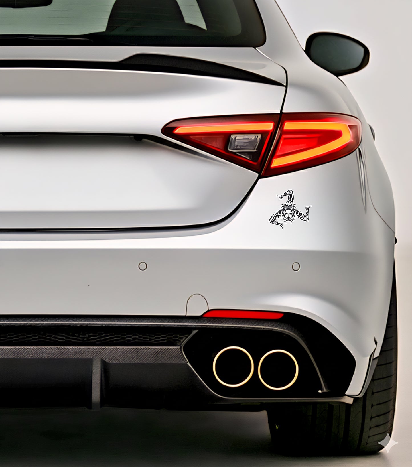 2x Sizilien Trinacria Aufkleber Transparent Schwarz – Sicilia Sticker 7,5x7,0cm (064)