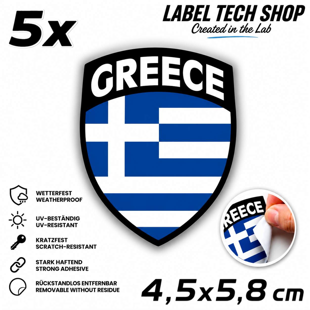 🇬🇷 Griechenland Aufkleber Αυτοκόλλητο Ελλάδας Greece Sticker Flag Emblem Car Helmet 4.5x5.8cm NR.109