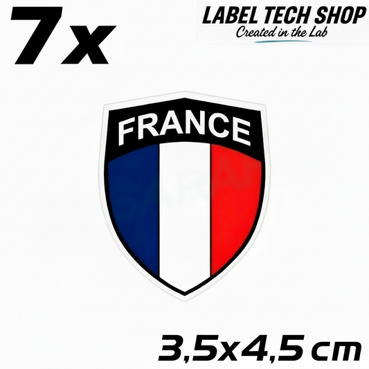 7x Frankreich Aufkleber France Francia Flagge Sticker 3,5x4,5cm (035)