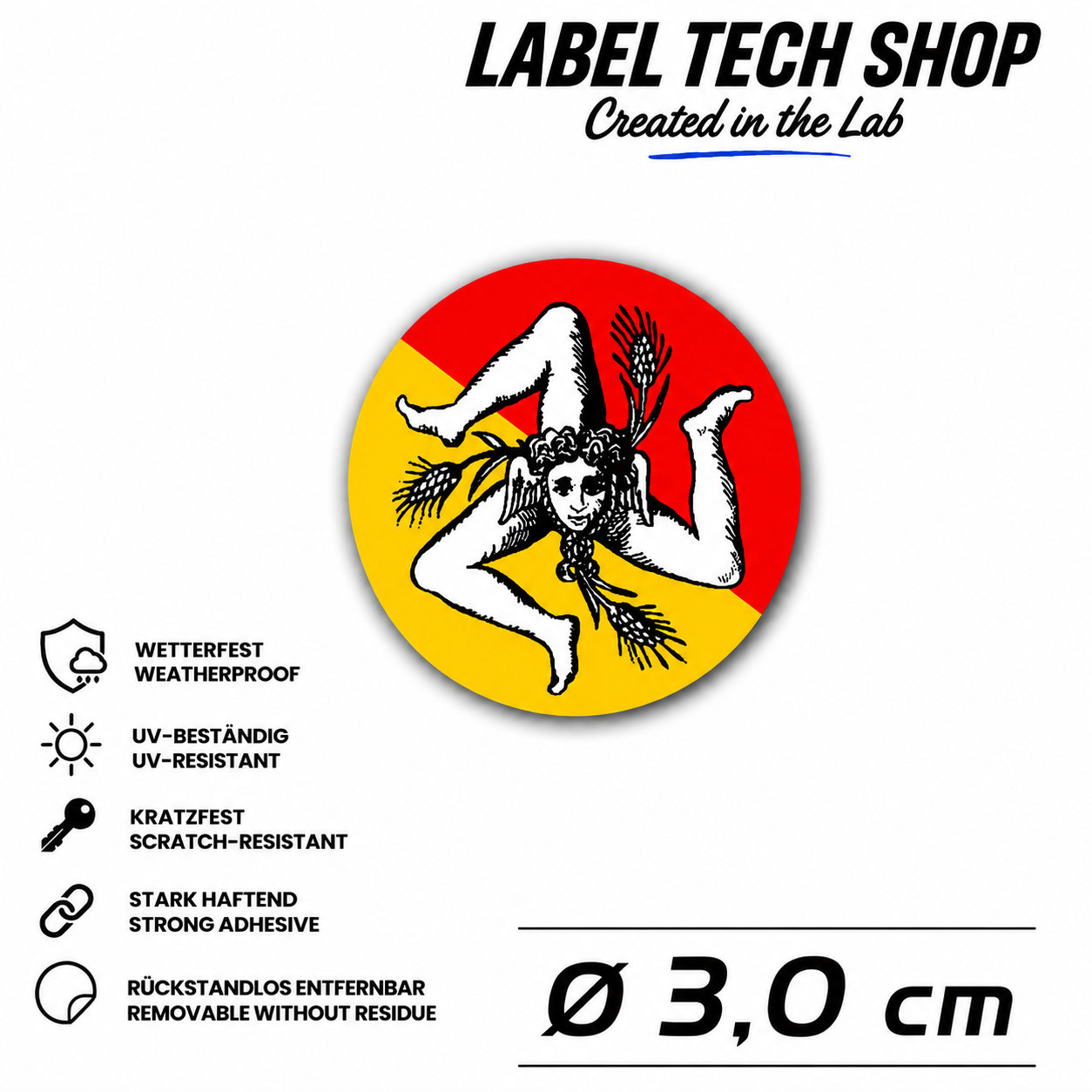 Sizilien Aufkleber Adesivo Siciliano Sicilia Sicily Sticker Flagge Wappen Emblem Auto Helm Ø3cm NR.030