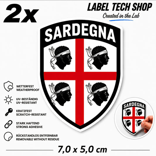 2x Sardinien Aufkleber Sardegna Sardinia Flagge Wappen Sticker 7,0x5,0cm (008)