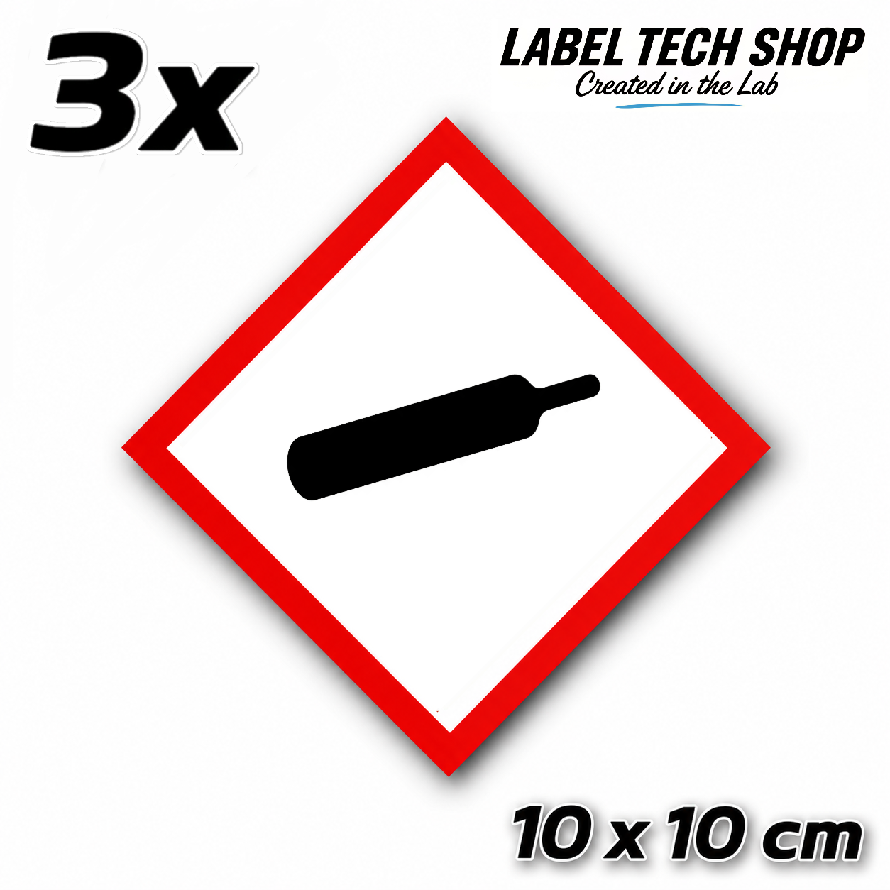 GHS04 Gases under pressure sticker Gas Cylinder Sticker Hazardous material symbol Compressed gas Dangerous goods Chemistry Lab label according to CLP / GHS Occupational safety