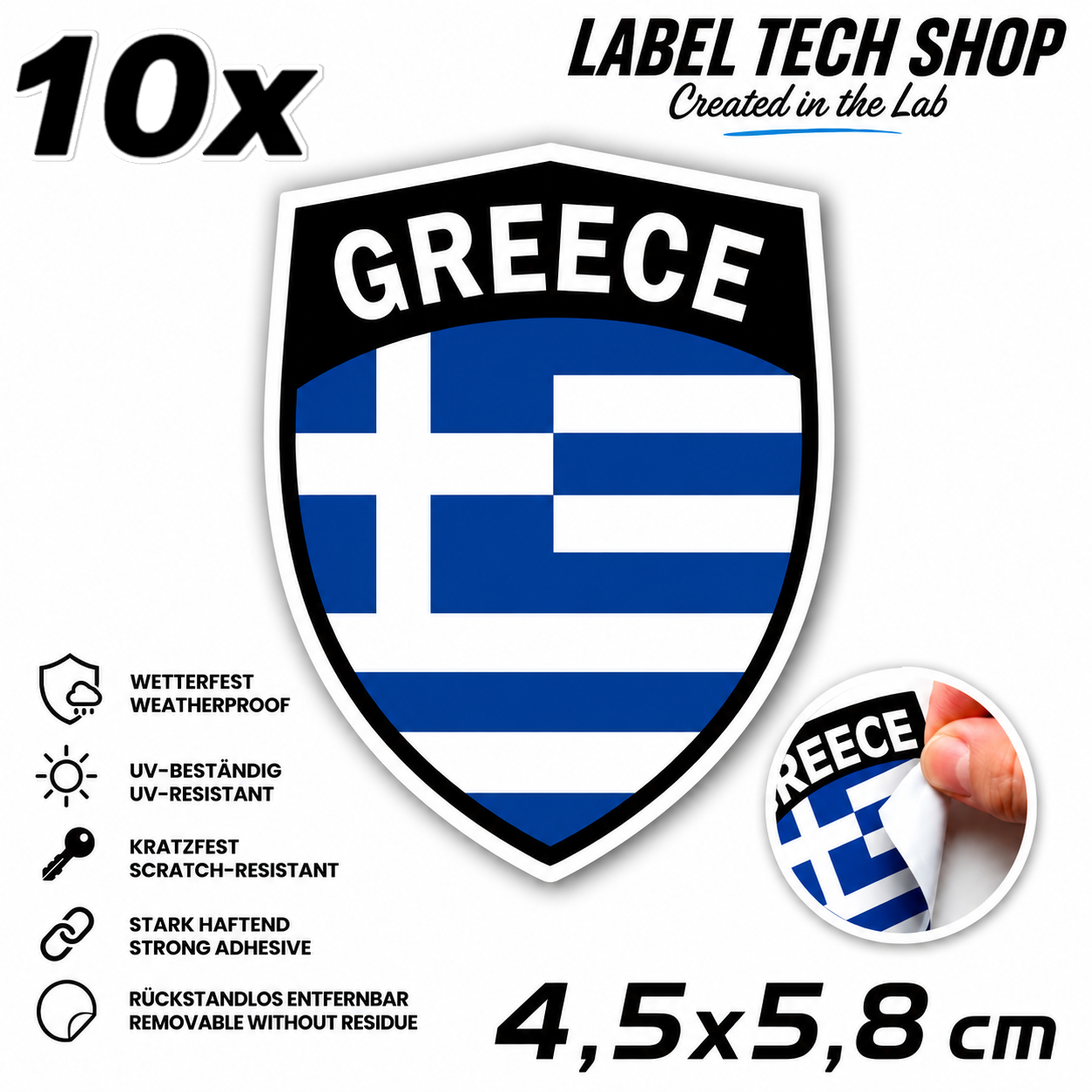 🇬🇷 Greece Sticker Αυτοκόλλητο Ελλάδας Greece Sticker Flag Flagge Wappen Emblem Auto Helm 4.5x5.8cm NO.111