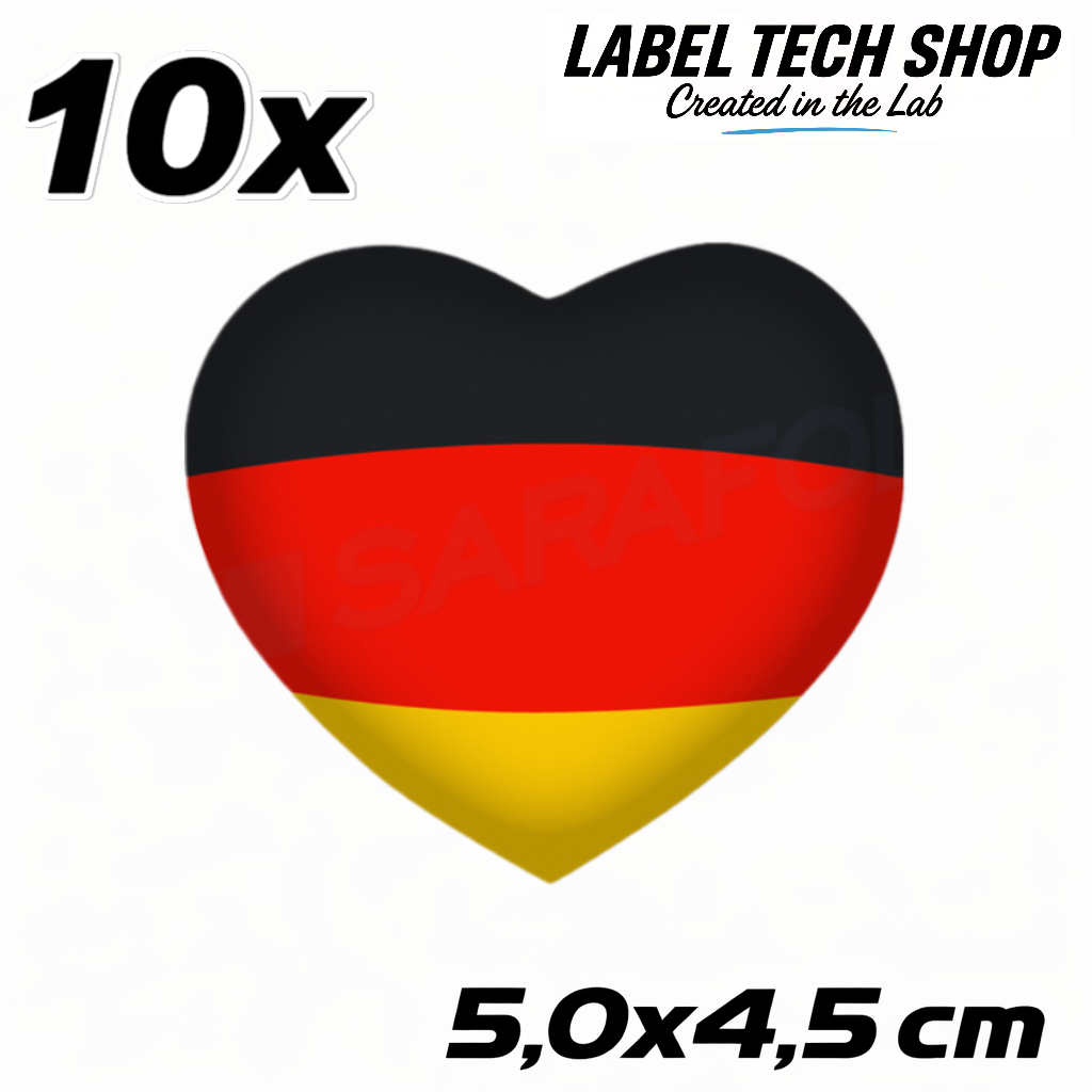 Deutschland Herz Aufkleber (048) – Germany Heart Sticker – Deutschland Flagge Herz – 5,0 × 4,5 cm