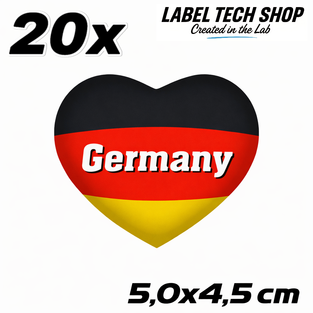 Deutschland Herz Aufkleber (059) – Germany Heart Sticker – Deutschland Flagge – 5,0 × 4,5 cm