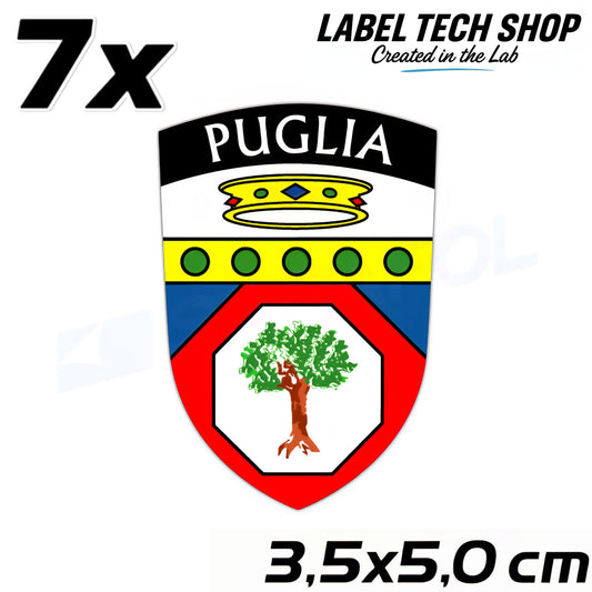 7x Apulien Aufkleber Puglia Adesivo Apulia Sticker Flagge Wappen 3,5x5,0cm (016)