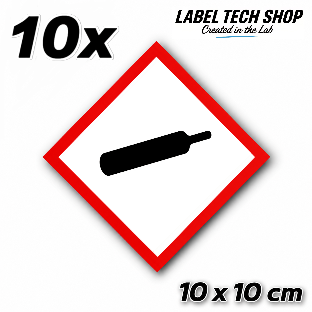 GHS04 Gases under pressure sticker Gas Cylinder Sticker Hazardous material symbol Compressed gas Dangerous goods Chemistry Lab label according to CLP / GHS Occupational safety