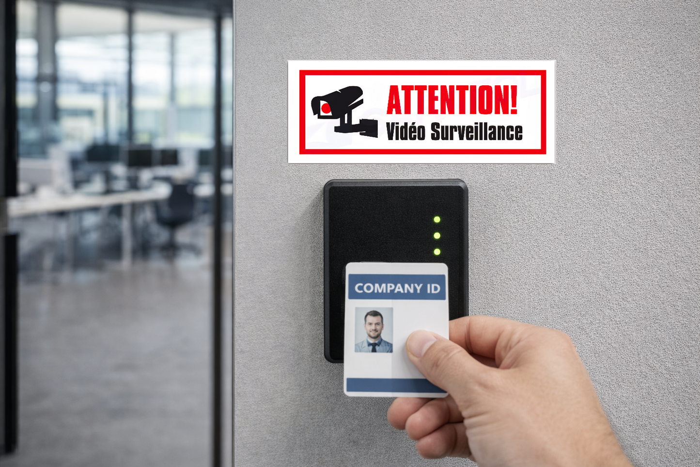 Autocollant Vidéo Surveillance – Attention Caméra Sécurité – Sticker Surveillance – 13,0 × 5,0 cm (125)