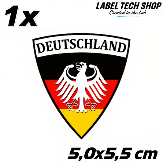 Deutschland Emblem Aufkleber (022) – 5,0 x 5,5 cm – Germany Adler Wappen Sticker