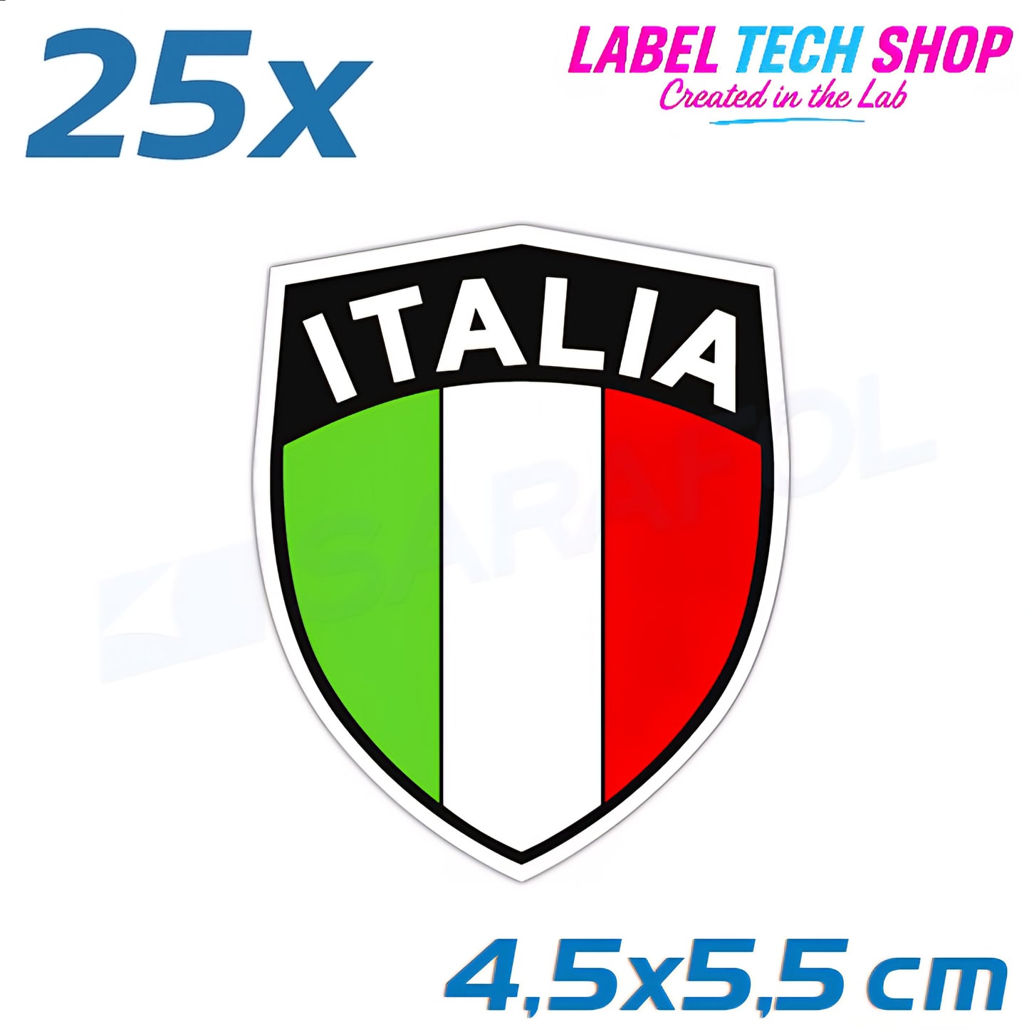 25x Italia/Italien Aufkleber Scudo 4,5×5,5cm Flagge Italien Adesivo Sticker 033