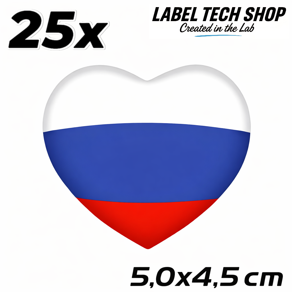Russland Russia Россия Herz Aufkleber – Russia Flag Heart Sticker – Auto Laptop Helm 5,0 × 4,5 cm (047)