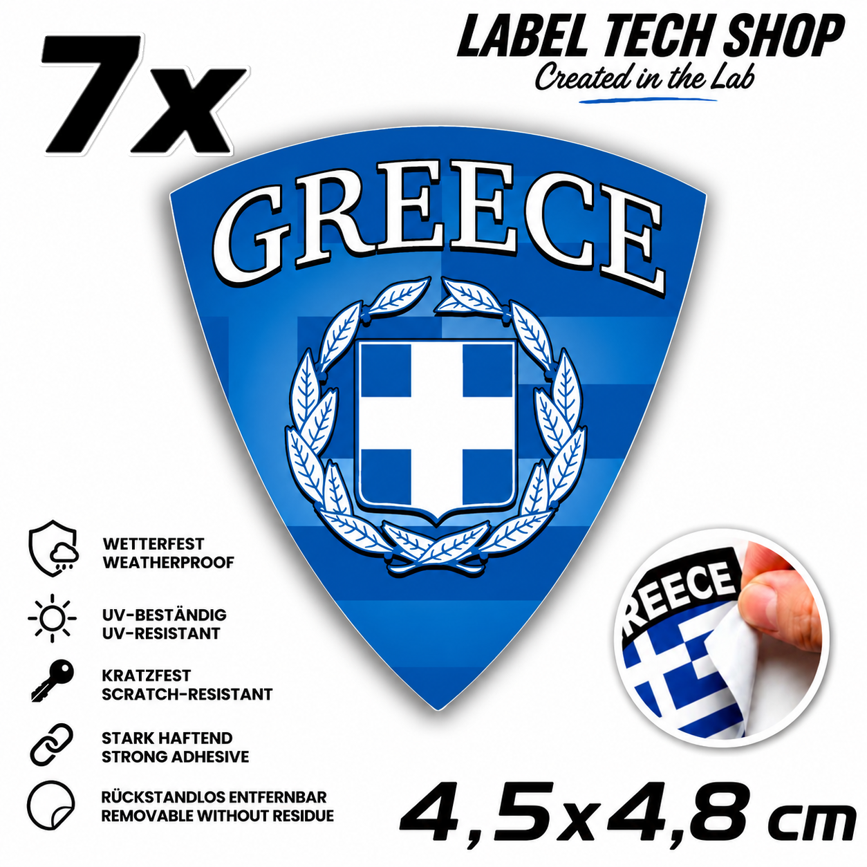 🇬🇷 Greece Sticker Αυτοκόλλητο Ελλάδας Greece Sticker Flag Flagge Wappen Emblem Auto Helm 4,5x4,8cm NR.115