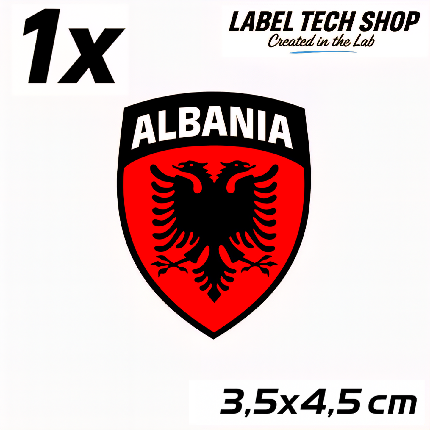 1x Albania Sticker (Small) Shqipëria Shqiponja - Albania Flag Emblem Coat of Arms Sticker 3.5x4.5cm (103)