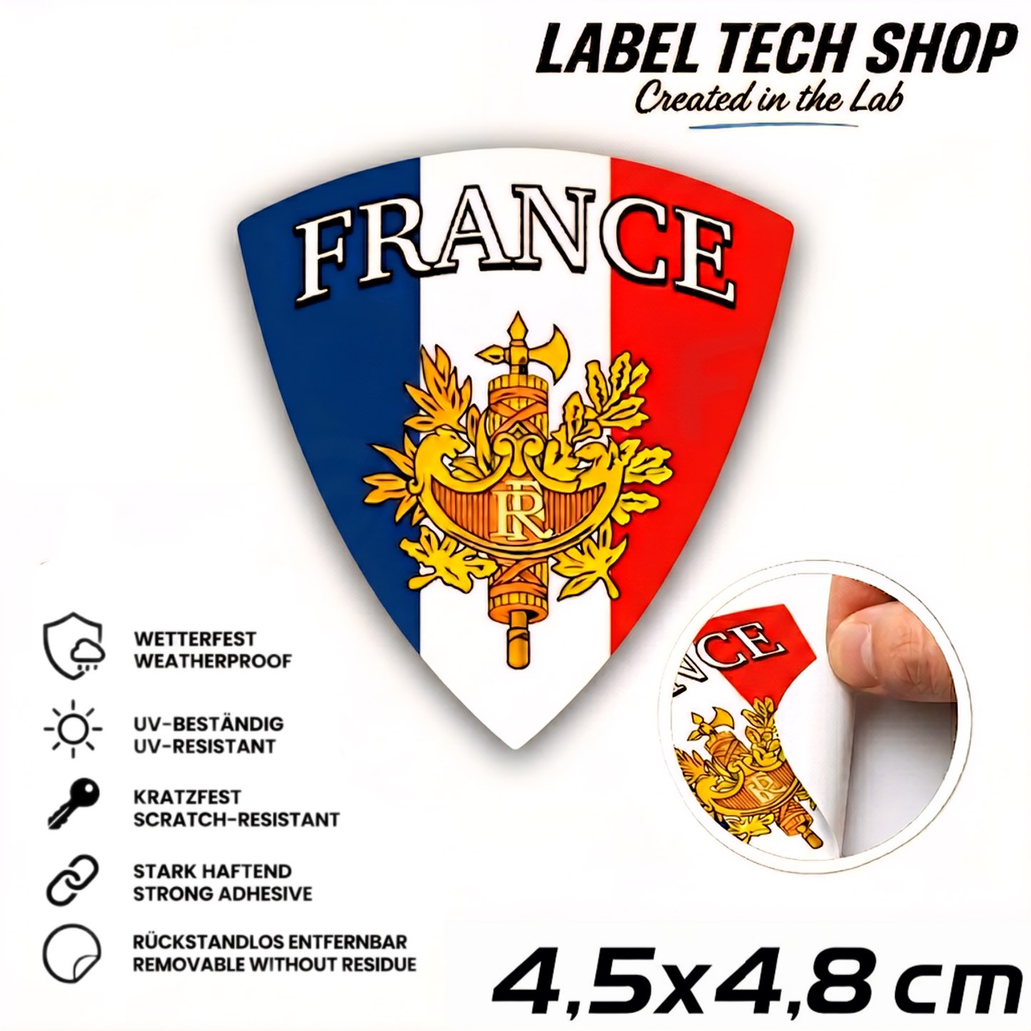 🇫🇷 Frankreich Wappen Aufkleber France Sticker Autocollant France Emblem Auto Helm 4,5x4,8cm NR.020
