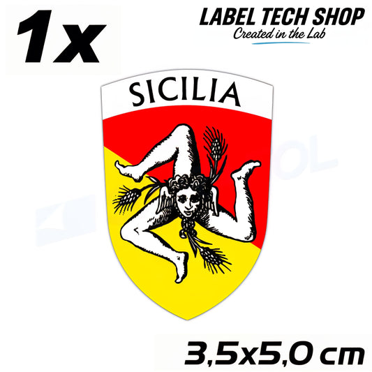 1x Sizilien Aufkleber – Sicilia Sicily Flagge Wappen Sticker 3,5x5,0cm (017)
