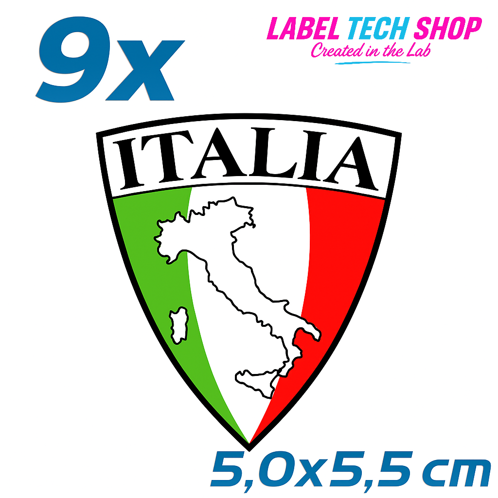 9x Italien/Italia Aufkleber 5×5,5cm Flagge Italien Emblem Adesivo Sticker 001