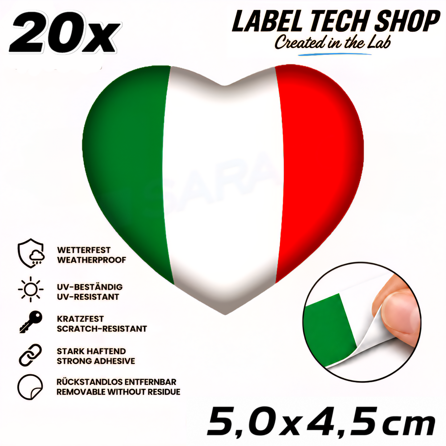 🇮🇹 Italy Sticker Heart Italian Sticker Heart Adesivo Cuore Italiano Flag Car Helmet 5.0x4.0cm NR.046