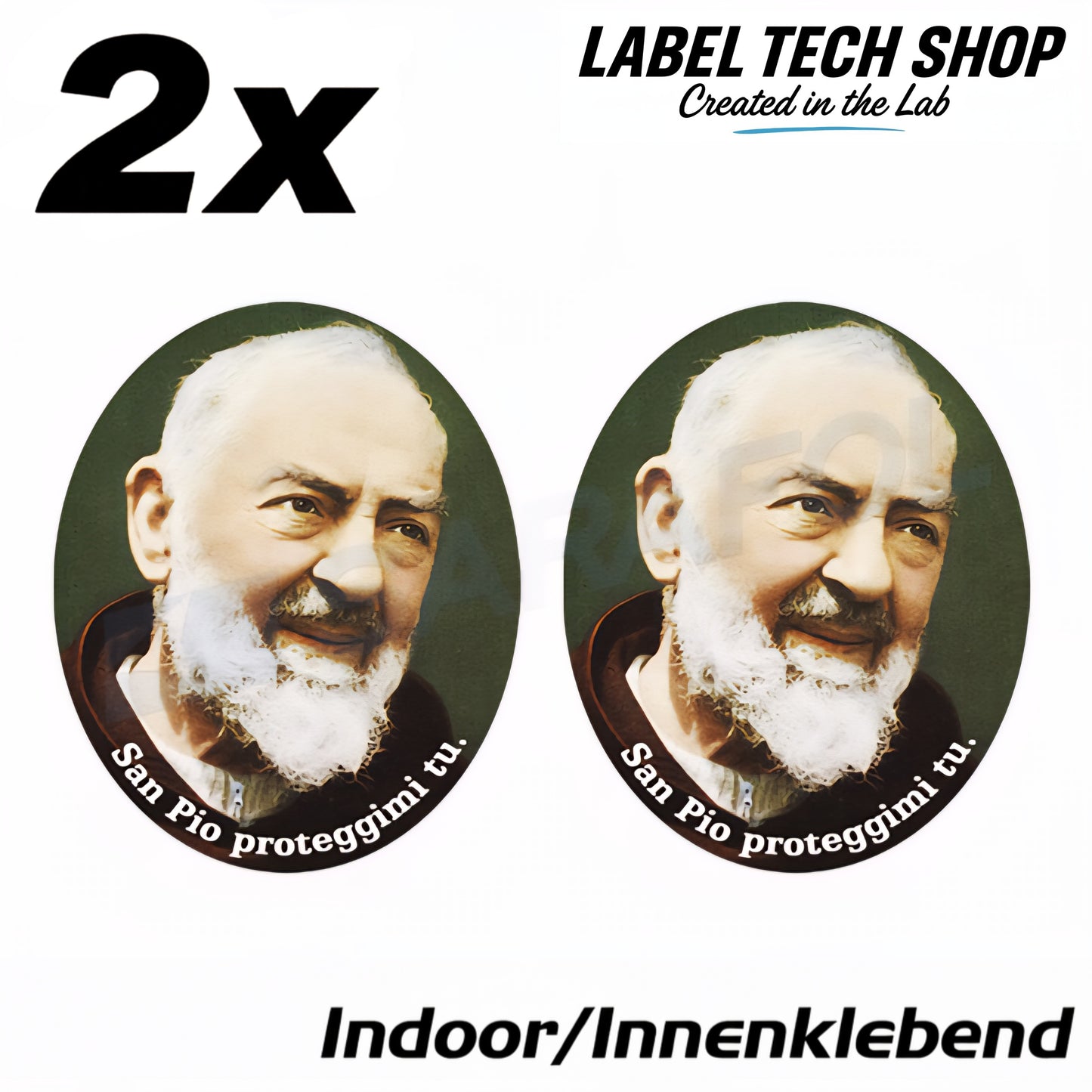 2x Padre Pio Aufkleber Adesivo Innenklebend Indoor Sticker Catholic 4,5x5,0 cm (028)