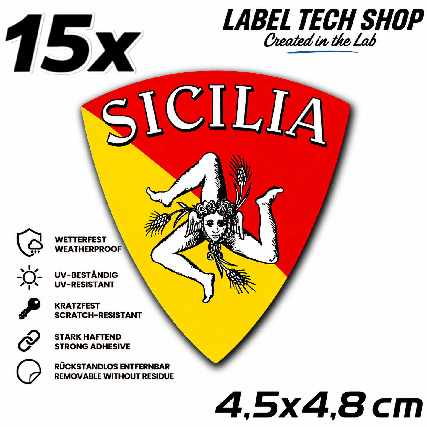 Sizilien Aufkleber Adesivo Siciliano Sicilia Sicily Sticker Flagge Wappen Emblem Auto Helm 4,5x4,8cm NR.019