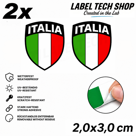 🇮🇹 Italien Aufkleber Wappen Italian Sticker Adesivo Italiano Bandiera Italiana Motorrad Auto Helm 2,0x3,0cm NR.099
