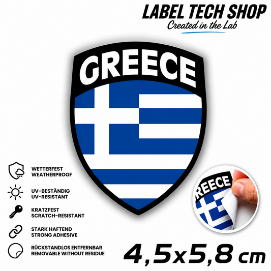 🇬🇷 Griechenland Aufkleber Αυτοκόλλητο Ελλάδας Greece Sticker Flag Emblem Car Helmet 4.5x5.8cm NR.109