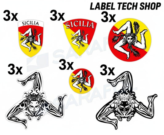 Sizilien Sticker Set 18x – Sicily Sicilia Flaggen Aufkleber Collection Pack