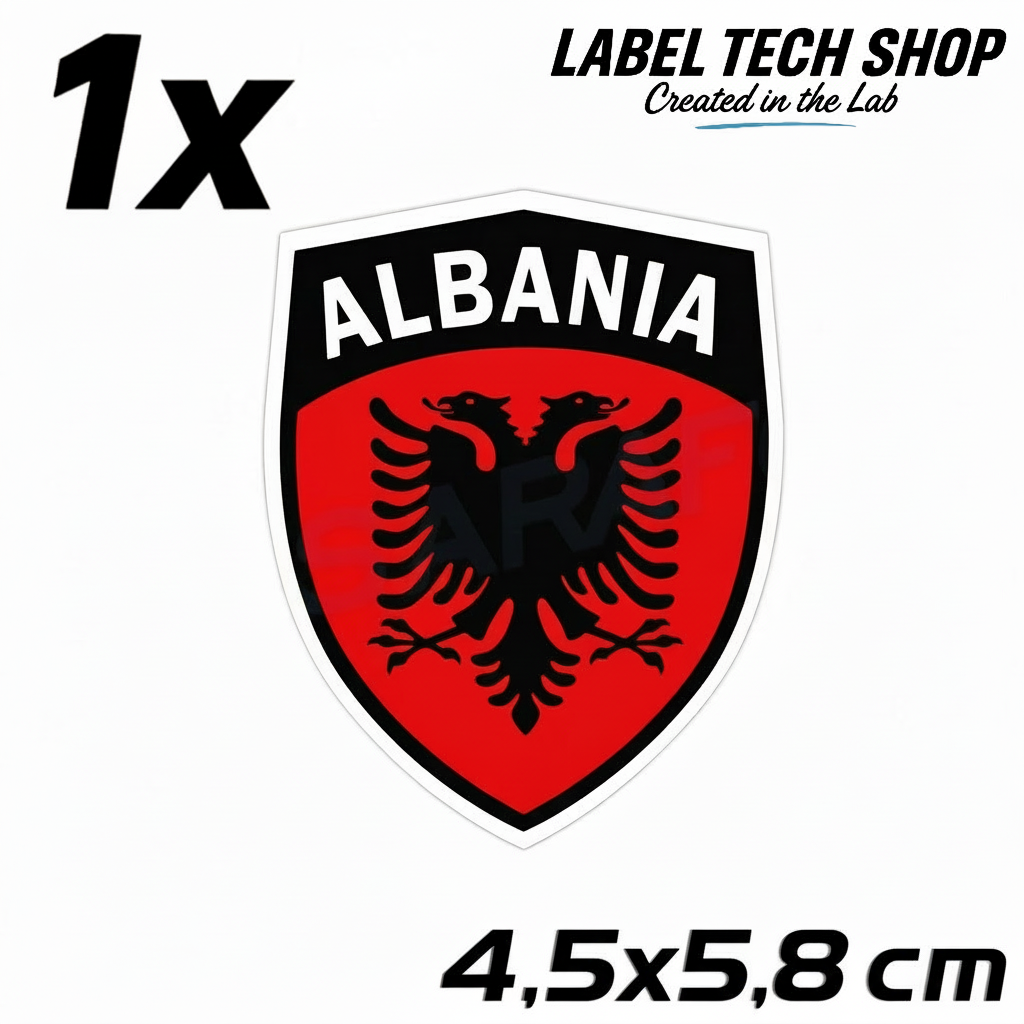 1x Albania Sticker Shqipëria Shqiponja – Albania Flag Emblem Coat of Arms Sticker 4.5x5.8cm (105)