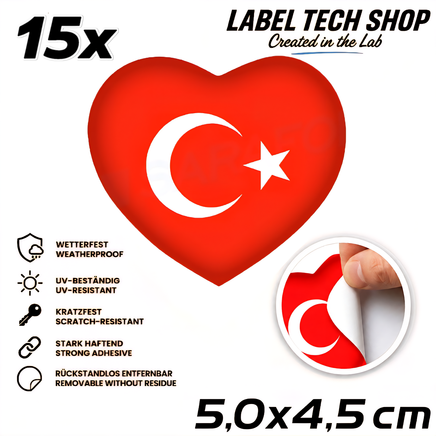 🇹🇷 Türkei Herz Aufkleber Turkey Heart Sticker Türkiye Kalp Sticker Auto Helm Motorrad 5,0x4,5cm NR.044