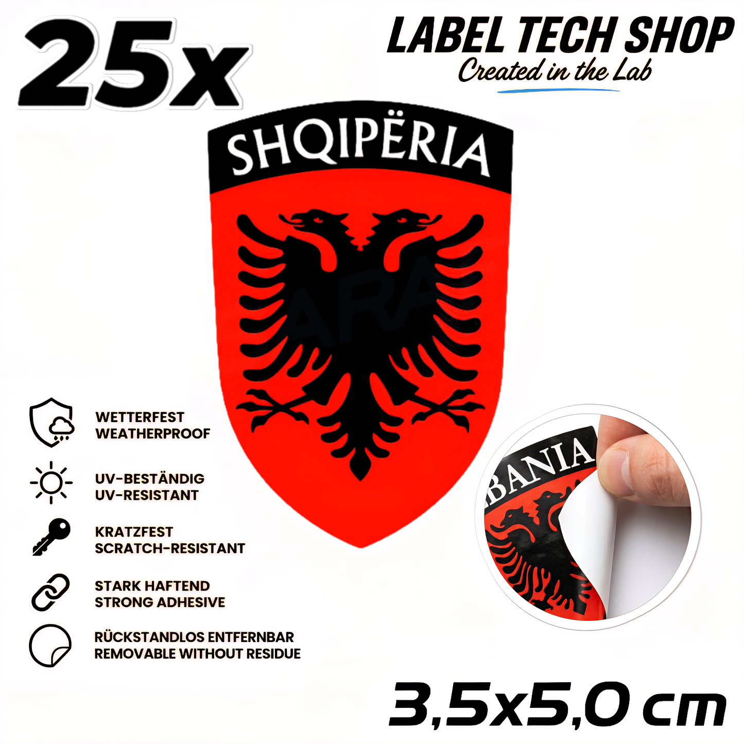 🇦🇱 Albanien Aufkleber Albania Sticker Shqiperia Adler Wappen Emblem Auto Helm 3,5x5,0cm NR.006