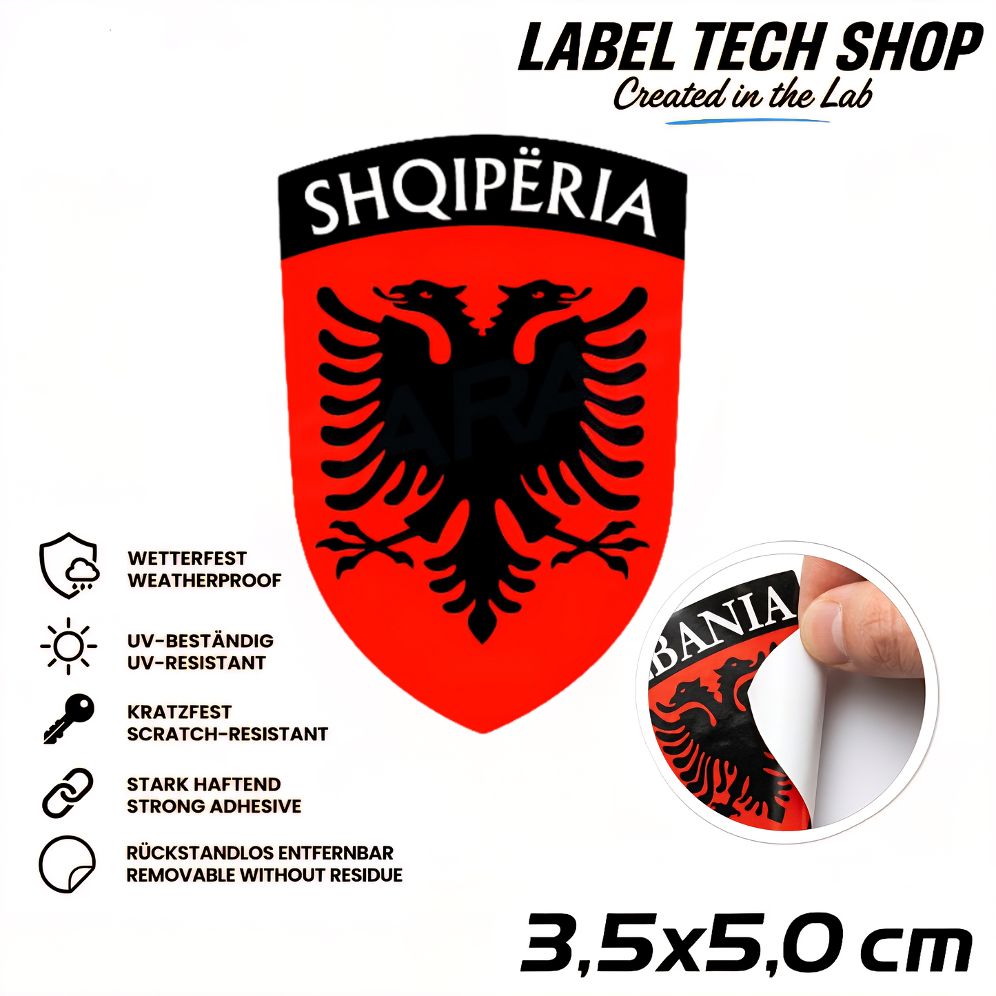 🇦🇱 Albanien Aufkleber Albania Sticker Shqiperia Adler Wappen Emblem Auto Helm 3,5x5,0cm NR.006