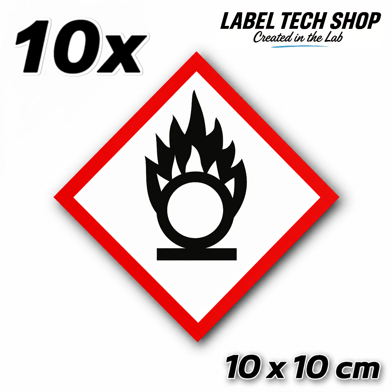 GHS03 Oxidizing Hazard Sticker Chemical Hazard Symbol Dangerous Goods Chemistry Laboratory Label according to CLP / GHS Occupational Safety
