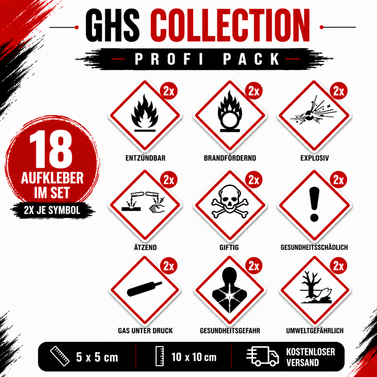 GHS Hazard Label Sticker Set | GHS Hazard Label Sticker Set – All 9 GHS Symbols | All 9 GHS Symbols