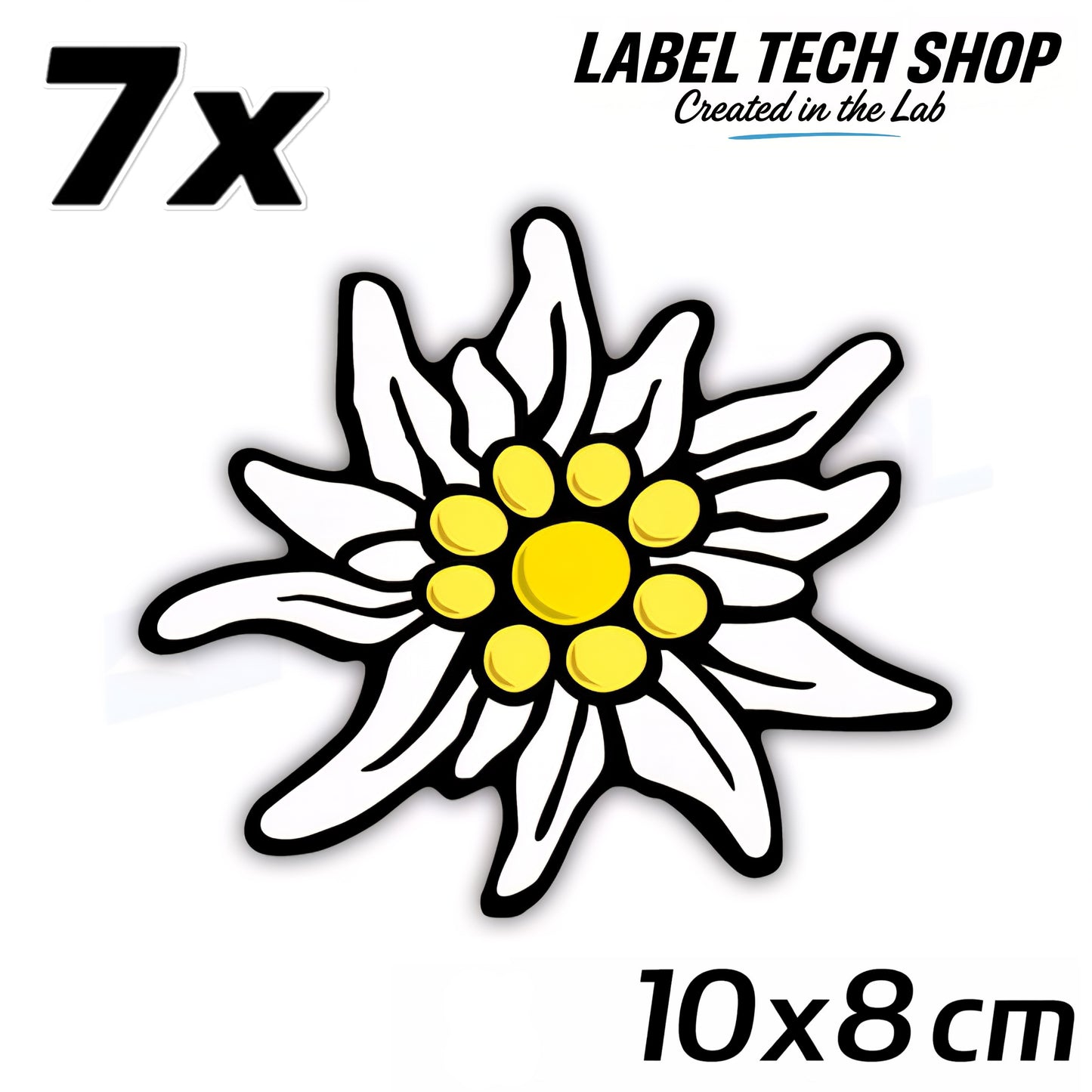 7x Edelweiß Aufkleber 🌼 Alpenblume Sticker – Stella Alpina 10×8 cm