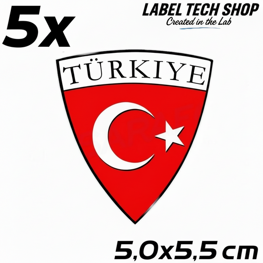 5x Türkei Aufkleber Türkiye Turkey Bayrak Flagge Wappen Sticker 5,0x5,5cm (007)