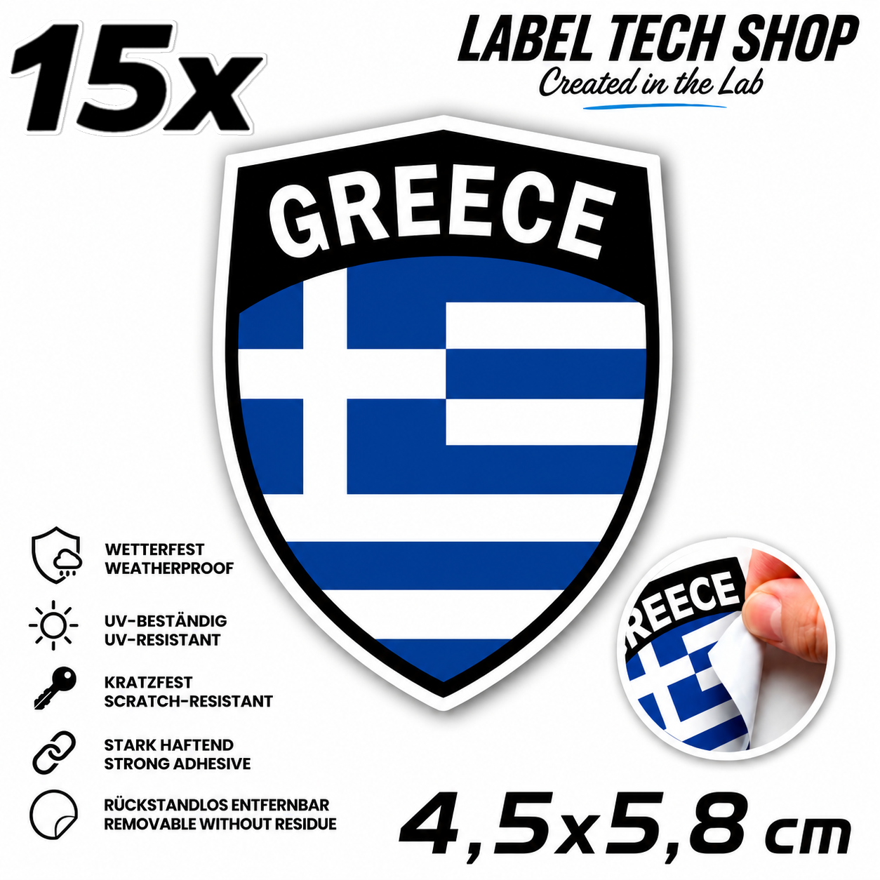 🇬🇷 Greece Sticker Αυτοκόλλητο Ελλάδας Greece Sticker Flag Flagge Wappen Emblem Auto Helm 4.5x5.8cm NO.111
