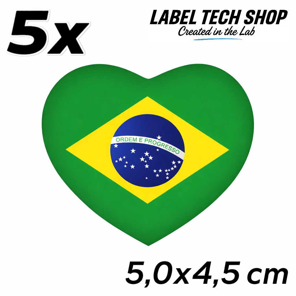 Brasilien Brasil Brazil Herz Aufkleber Sticker – Brazil Flag Heart Sticker – Auto Laptop Helm Geschenk – 5,0 × 4,5 cm (058)