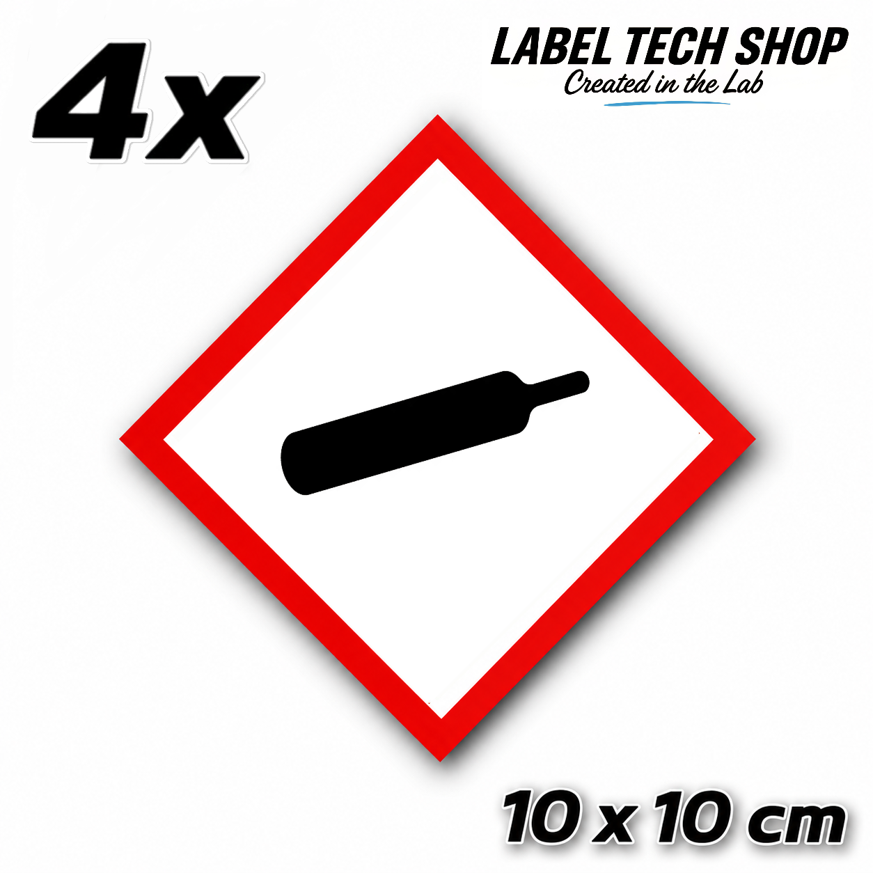 GHS04 Gases under pressure sticker Gas Cylinder Sticker Hazardous material symbol Compressed gas Dangerous goods Chemistry Lab label according to CLP / GHS Occupational safety