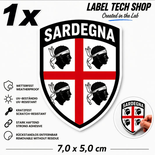 1x Sardinien Aufkleber Sardegna Sardinia Flagge Wappen Sticker 7,0x5,0cm (008)